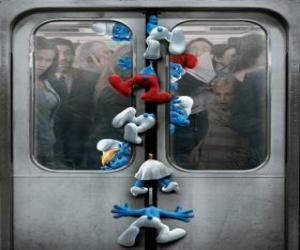Puzzle Τα Στρουμφάκια που αλιεύονται σε πόρτες μετρό - Τα Στρουμφάκια, ταινία -